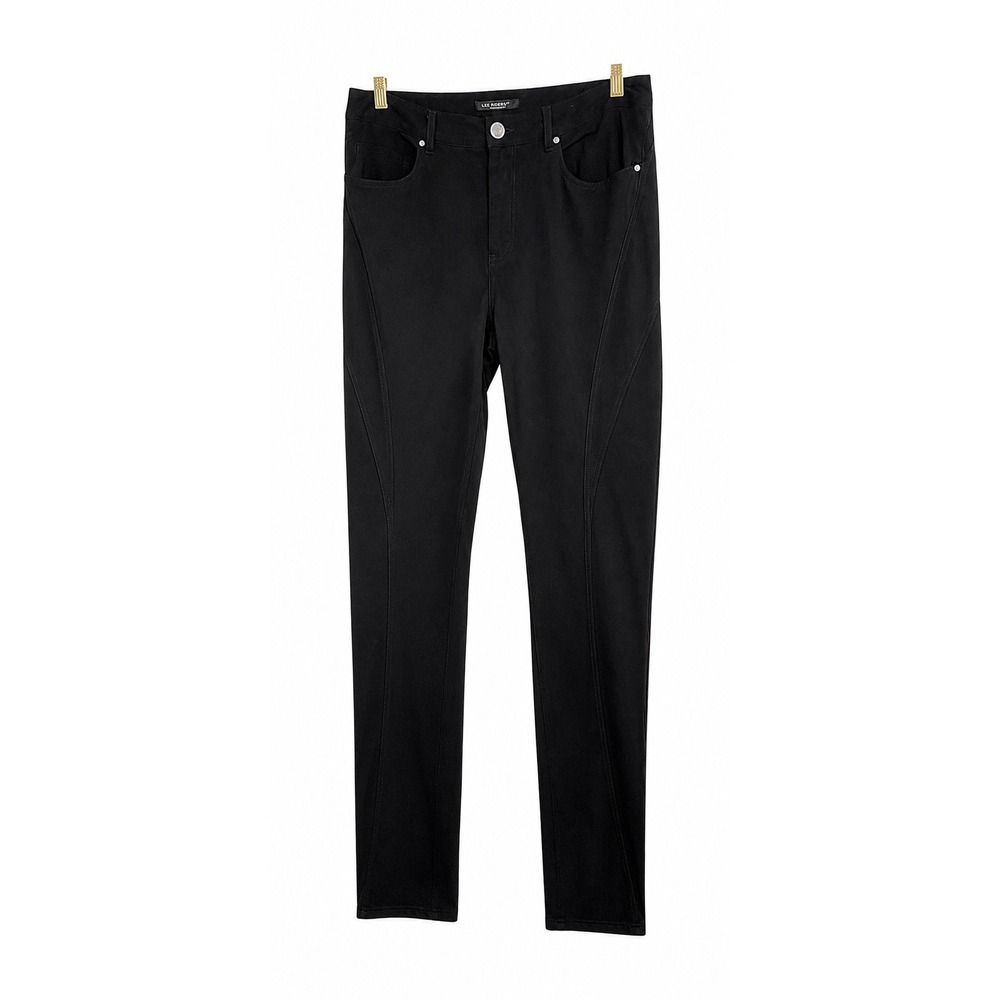 Elie Tahari Black Tapered‎ Button 4 Pockets Stitching Design Women's Size Medium